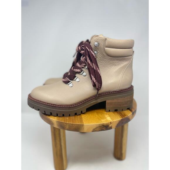 Gentle Souls Kenneth‎ Cole Brooklyn 2.1 Taupe Leather Burgundy Lace Up Boots - Picture 4 of 10